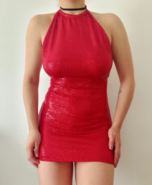 Vestido brillos rojo