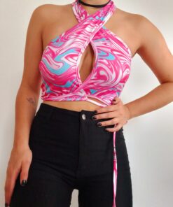 Top rosa cruzado